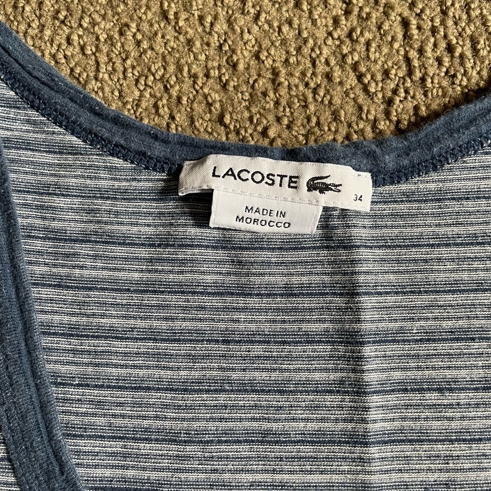 Lacoste Navy and Gray Striped Top - Picture 2 of 3